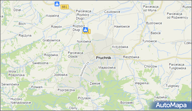 mapa Pruchnik powiat jarosławski, Pruchnik powiat jarosławski na mapie Targeo