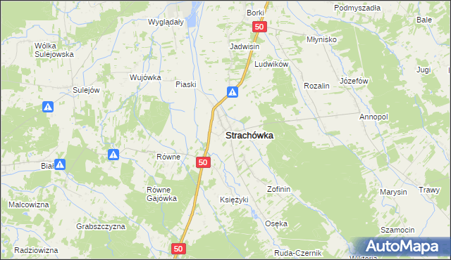 mapa Strachówka, Strachówka na mapie Targeo