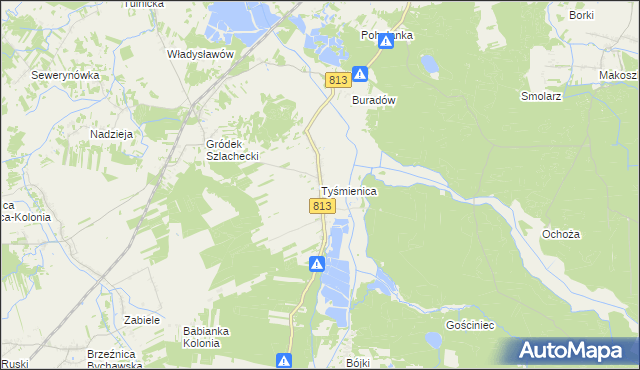 mapa Tyśmienica, Tyśmienica na mapie Targeo