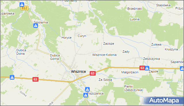 mapa Wisznice-Kolonia, Wisznice-Kolonia na mapie Targeo