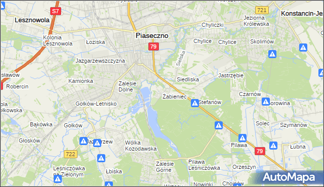 mapa Żabieniec gmina Piaseczno, Żabieniec gmina Piaseczno na mapie Targeo