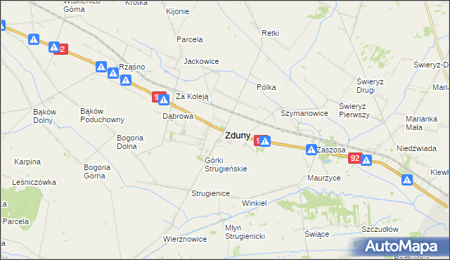 mapa Zduny powiat łowicki, Zduny powiat łowicki na mapie Targeo