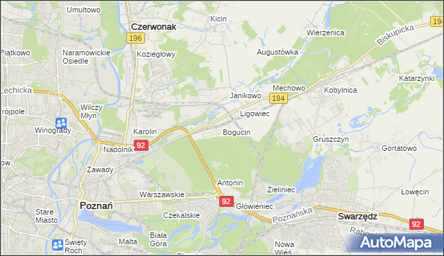 mapa Bogucin gmina Swarzędz, Bogucin gmina Swarzędz na mapie Targeo