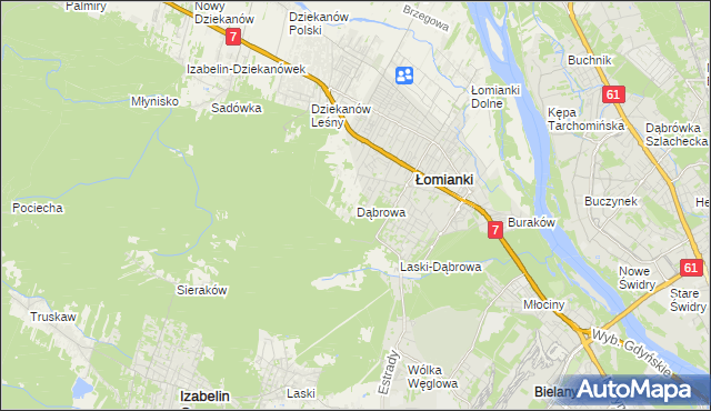 mapa Dąbrowa gmina Łomianki, Dąbrowa gmina Łomianki na mapie Targeo