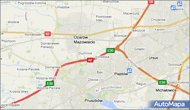 mapa Konotopa gmina Ożarów Mazowiecki, Konotopa gmina Ożarów Mazowiecki na mapie Targeo