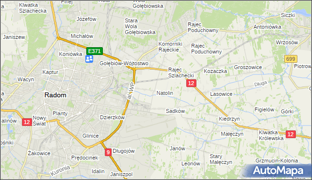 mapa Natolin gmina Jedlnia-Letnisko, Natolin gmina Jedlnia-Letnisko na mapie Targeo