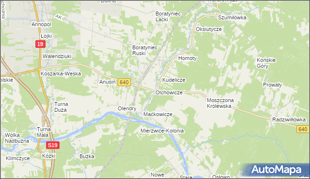 mapa Olchowicze, Olchowicze na mapie Targeo