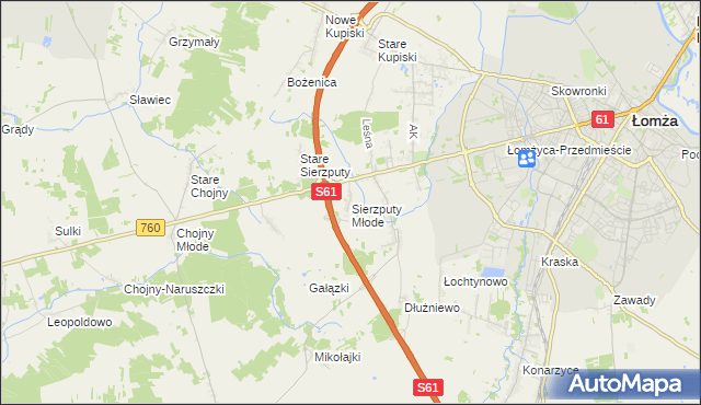 mapa Sierzputy Młode, Sierzputy Młode na mapie Targeo