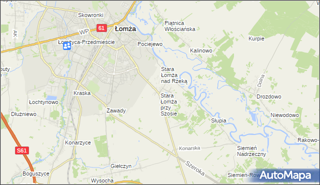 mapa Stara Łomża przy Szosie, Stara Łomża przy Szosie na mapie Targeo