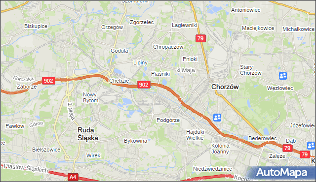 mapa Świętochłowice, Świętochłowice na mapie Targeo