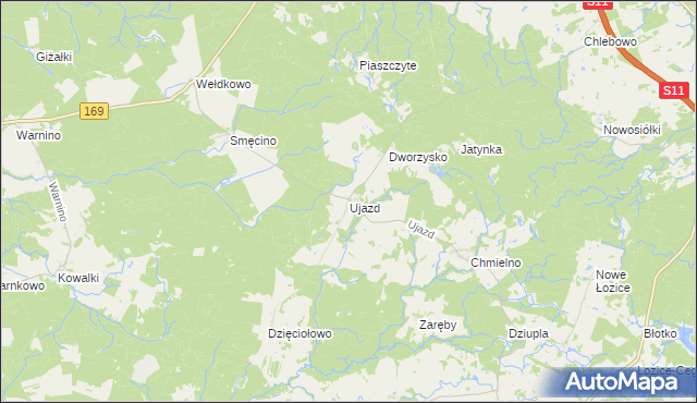 mapa Ujazd gmina Bobolice, Ujazd gmina Bobolice na mapie Targeo