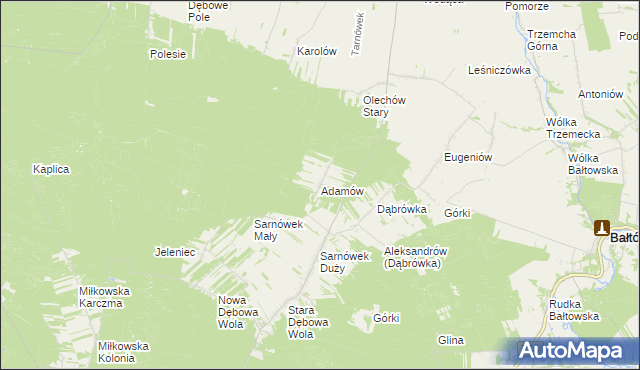 mapa Adamów gmina Sienno, Adamów gmina Sienno na mapie Targeo