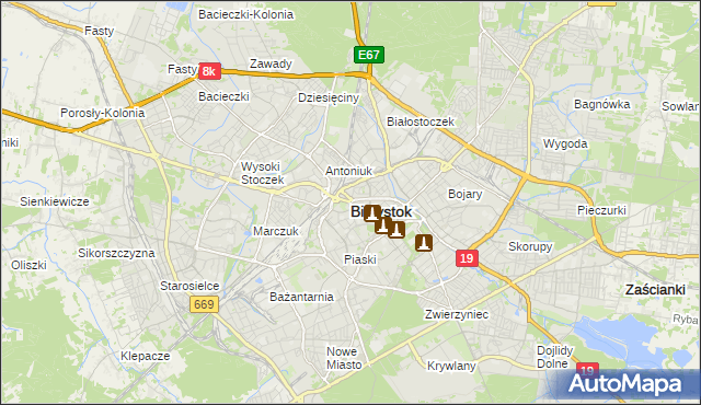mapa Białegostoku, Białystok na mapie Targeo
