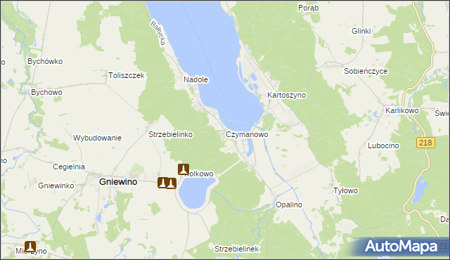 mapa Czymanowo, Czymanowo na mapie Targeo