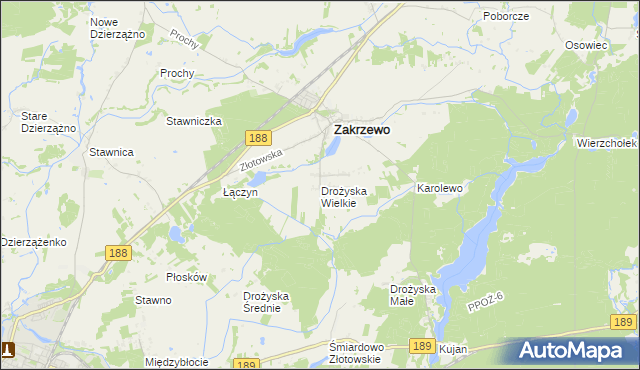 mapa Drożyska Wielkie, Drożyska Wielkie na mapie Targeo