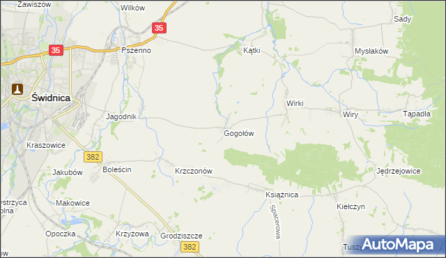 mapa Gogołów gmina Świdnica, Gogołów gmina Świdnica na mapie Targeo