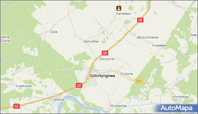 mapa Górczyna gmina Szlichtyngowa, Górczyna gmina Szlichtyngowa na mapie Targeo
