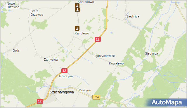 mapa Jędrzychowice gmina Szlichtyngowa, Jędrzychowice gmina Szlichtyngowa na mapie Targeo