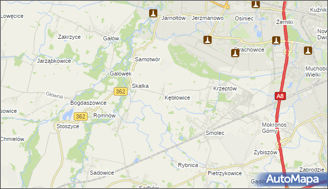 mapa Kębłowice gmina Kąty Wrocławskie, Kębłowice gmina Kąty Wrocławskie na mapie Targeo