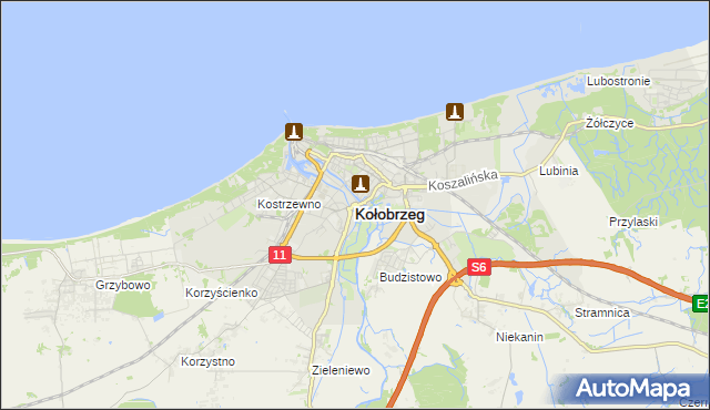 mapa Kołobrzegu, Kołobrzeg na mapie Targeo