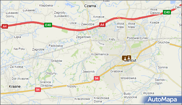 mapa Krzemienica gmina Czarna, Krzemienica gmina Czarna na mapie Targeo