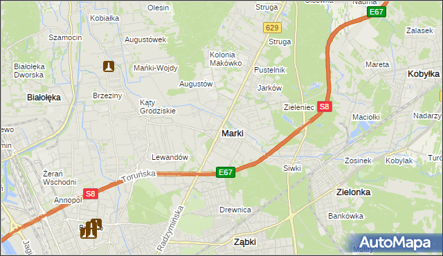mapa Marki powiat wołomiński, Marki powiat wołomiński na mapie Targeo