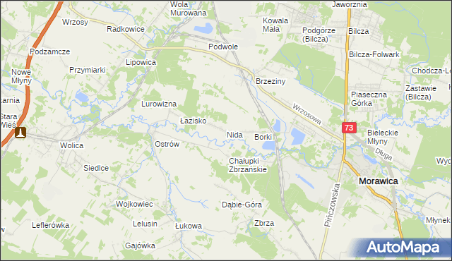 mapa Nida gmina Morawica, Nida gmina Morawica na mapie Targeo