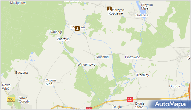 mapa Niechłód, Niechłód na mapie Targeo