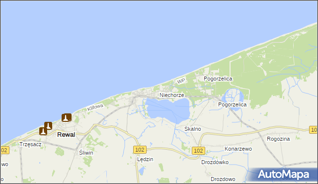 mapa Niechorze, Niechorze na mapie Targeo