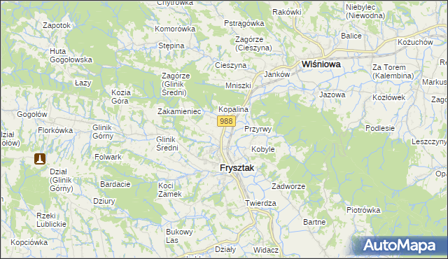 mapa Pułanki gmina Frysztak, Pułanki gmina Frysztak na mapie Targeo