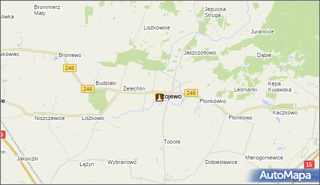 mapa Rojewo powiat inowrocławski, Rojewo powiat inowrocławski na mapie Targeo