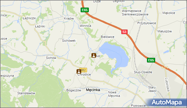 mapa Słup gmina Męcinka, Słup gmina Męcinka na mapie Targeo