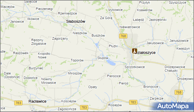 mapa Słupów, Słupów na mapie Targeo