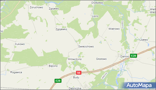 mapa Świecichowo, Świecichowo na mapie Targeo