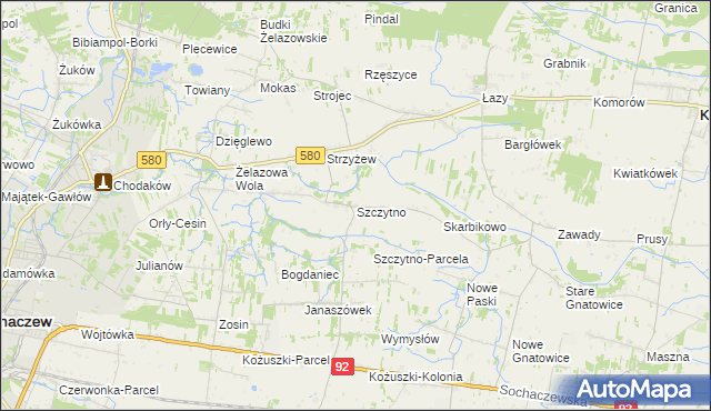 mapa Szczytno gmina Kampinos, Szczytno gmina Kampinos na mapie Targeo
