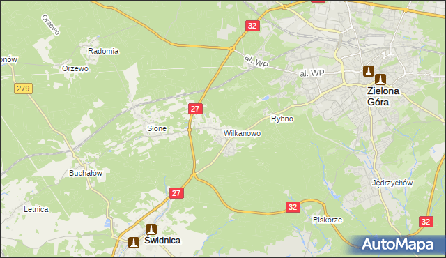 mapa Wilkanowo gmina Świdnica, Wilkanowo gmina Świdnica na mapie Targeo