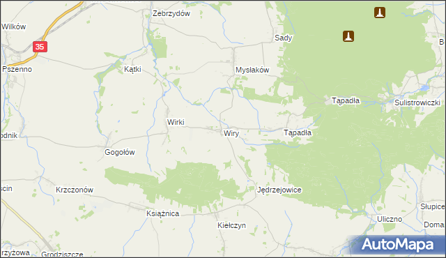 mapa Wiry gmina Marcinowice, Wiry gmina Marcinowice na mapie Targeo