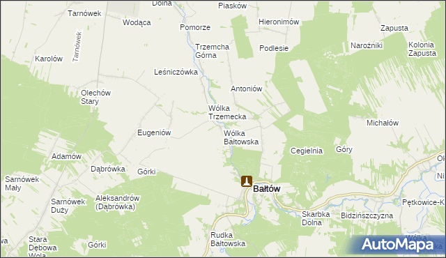 mapa Wólka Bałtowska, Wólka Bałtowska na mapie Targeo