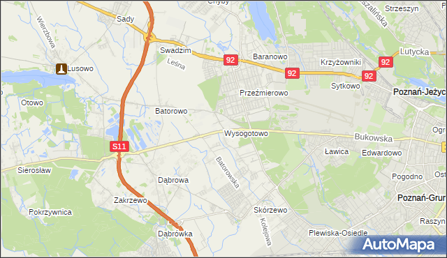 mapa Wysogotowo, Wysogotowo na mapie Targeo