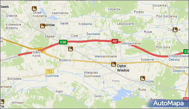 mapa Aleksandrówka gmina Dębe Wielkie, Aleksandrówka gmina Dębe Wielkie na mapie Targeo