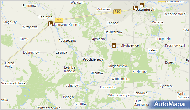 mapa Alfonsów gmina Wodzierady, Alfonsów gmina Wodzierady na mapie Targeo