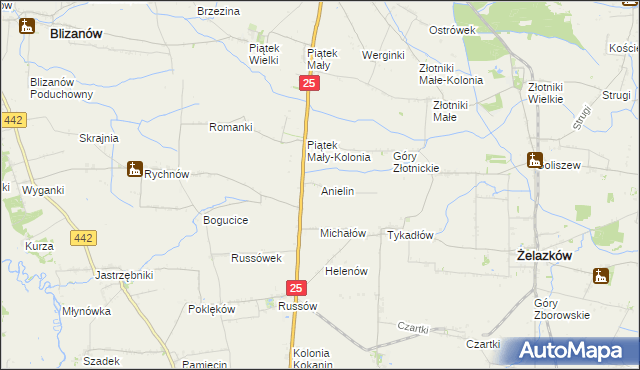 mapa Anielin gmina Żelazków, Anielin gmina Żelazków na mapie Targeo