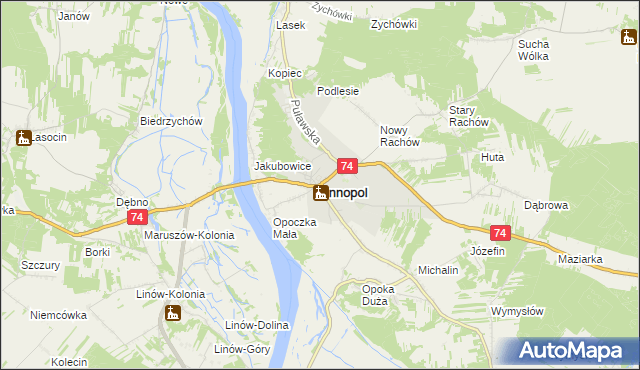 mapa Annopol powiat kraśnicki, Annopol powiat kraśnicki na mapie Targeo