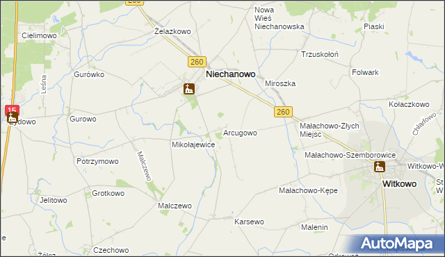 mapa Arcugowo, Arcugowo na mapie Targeo