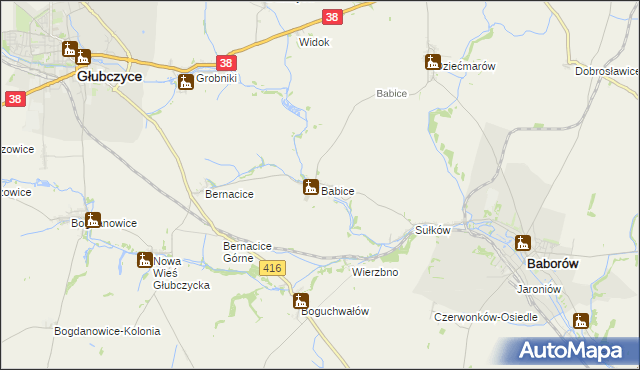 mapa Babice gmina Baborów, Babice gmina Baborów na mapie Targeo