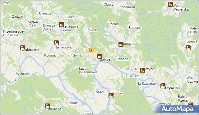 mapa Babice gmina Krzywcza, Babice gmina Krzywcza na mapie Targeo