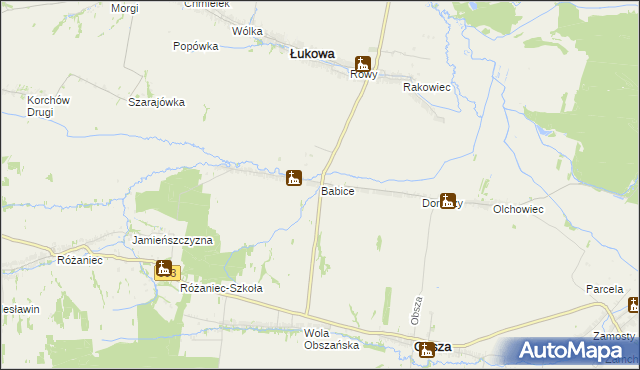 mapa Babice gmina Obsza, Babice gmina Obsza na mapie Targeo