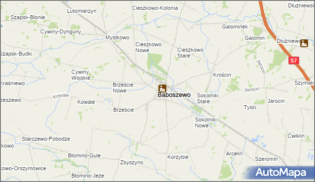 mapa Baboszewo, Baboszewo na mapie Targeo