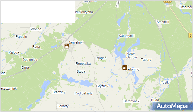 mapa Bagno gmina Nowe Miasto Lubawskie, Bagno gmina Nowe Miasto Lubawskie na mapie Targeo