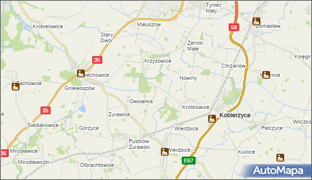 mapa Bąki gmina Kobierzyce, Bąki gmina Kobierzyce na mapie Targeo
